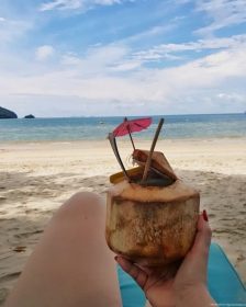 Coconut on the private beach at The Andaman resort in Langkawi