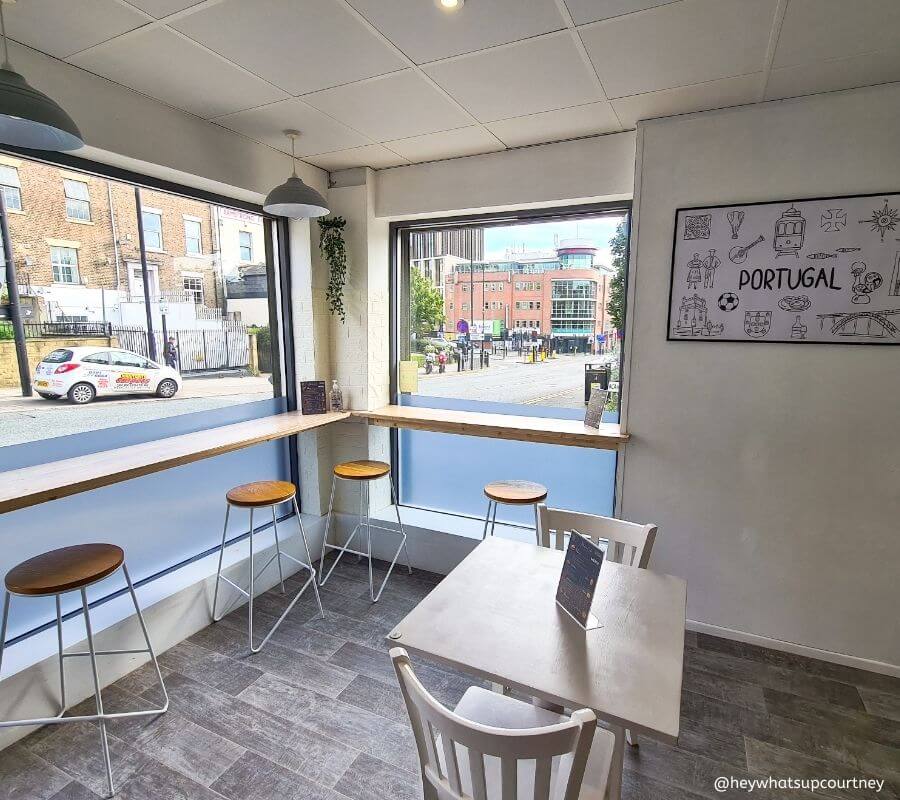 Cosy Window Seating area with high chairs looking out to the street