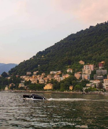 Lakeside view of Lake Como from Como town promenade