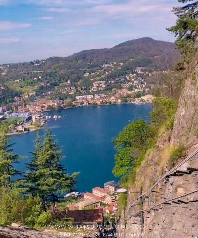 The view when you ascend from the Funicular ride up to Brunate at Lake Como