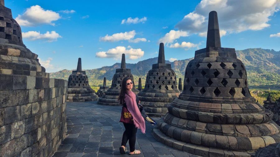 Courtney at a Borobudur temple in Java, Indonesia Travel Guide from whatsupcourtney.com (heywhatsupcourtney