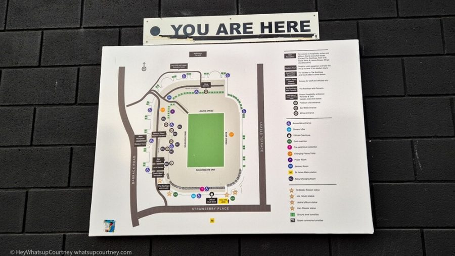 Direction map at St James Park stadium for Newcastle Match day guide