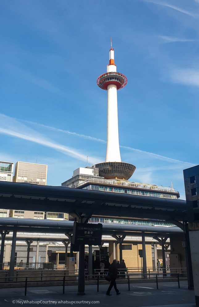 View of the Kyoto Tower from Kyoto train station