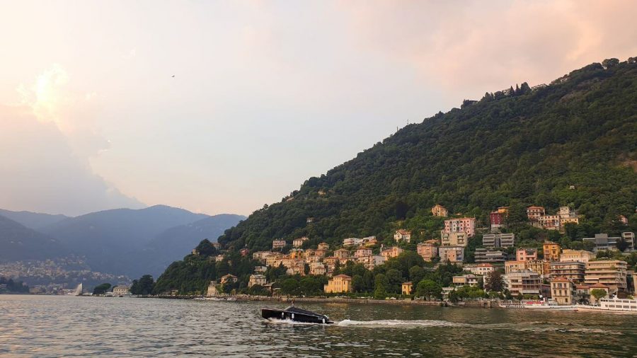 A view from the ferry of Como City at Lake Como Italy