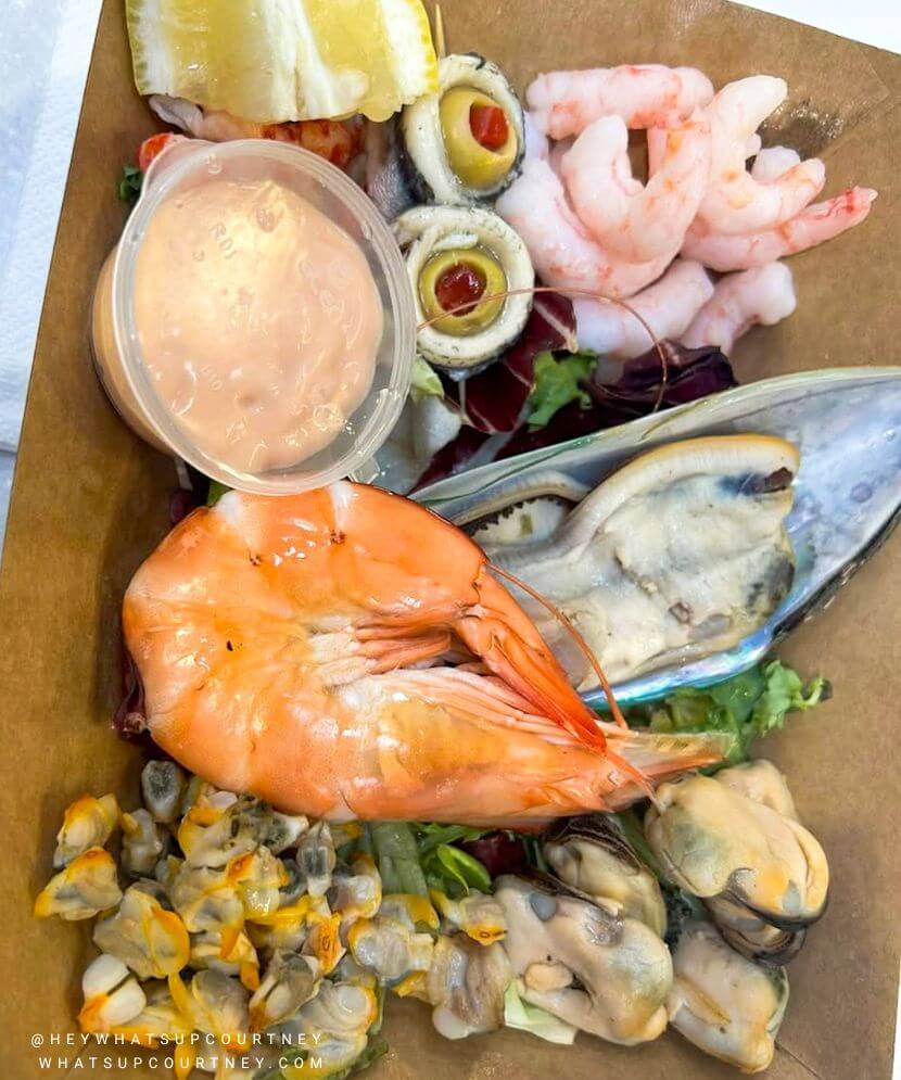 Seafood small platter from Lindsay in Grainger market Newcastle Upon Tyne