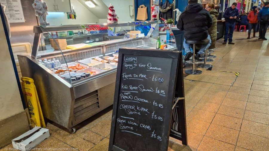 Lindsay Bro fish menu in Grainger Market