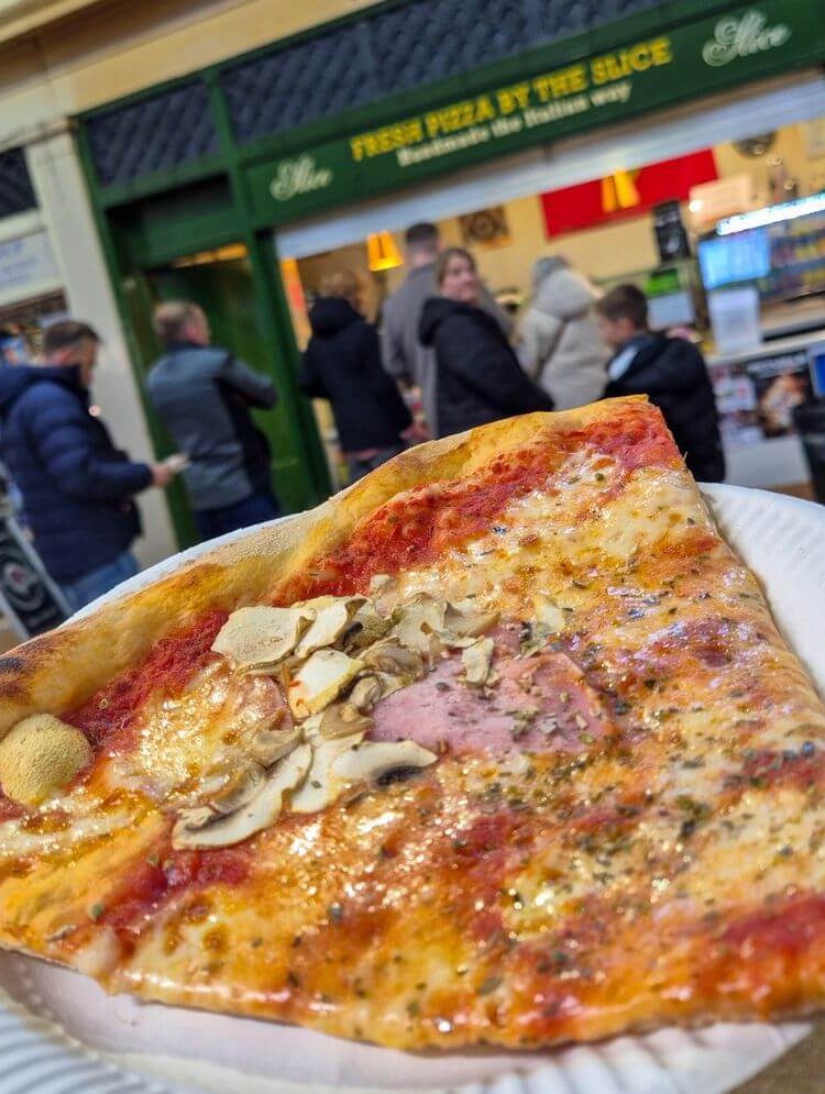 Pizza slice from Slice in Grainger market whatsupcourtney