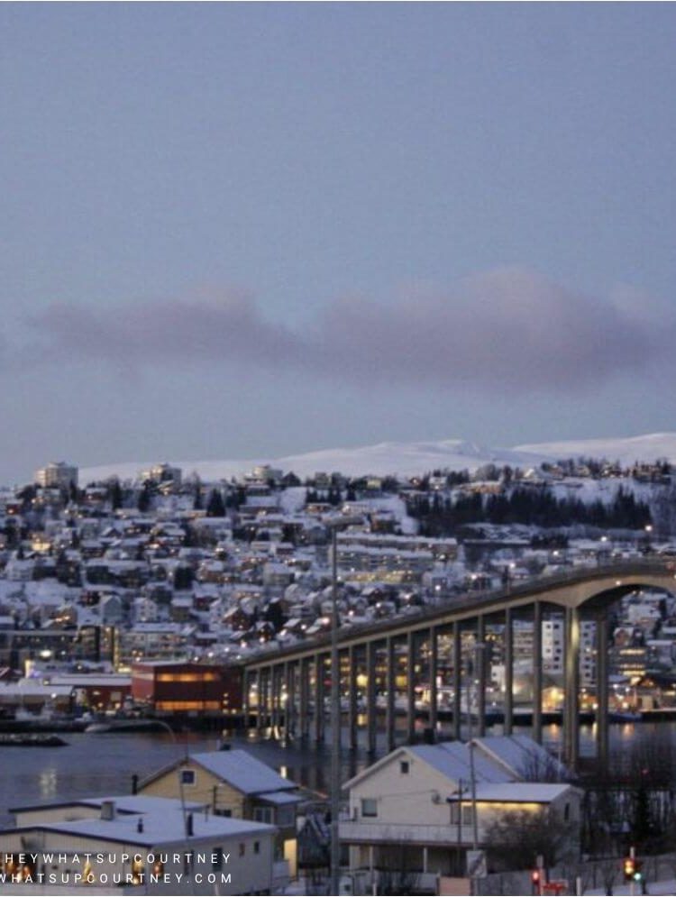 Tromso Norway view of the city in winter snow
