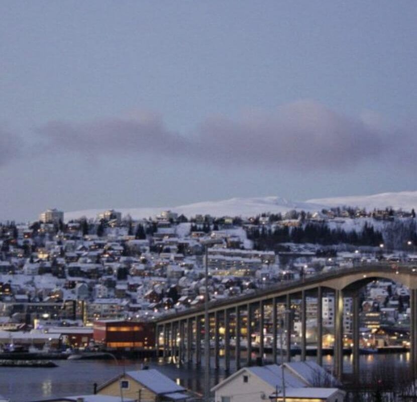 Tromso Norway view of the city in winter snow