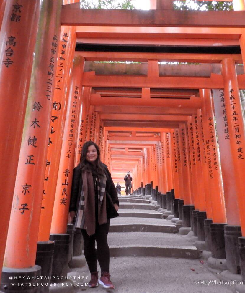 Courtney posing at Fushimi Inari in Kyoto Japan