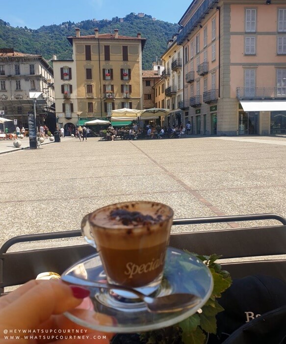 Espresso in Como city main square lake como
