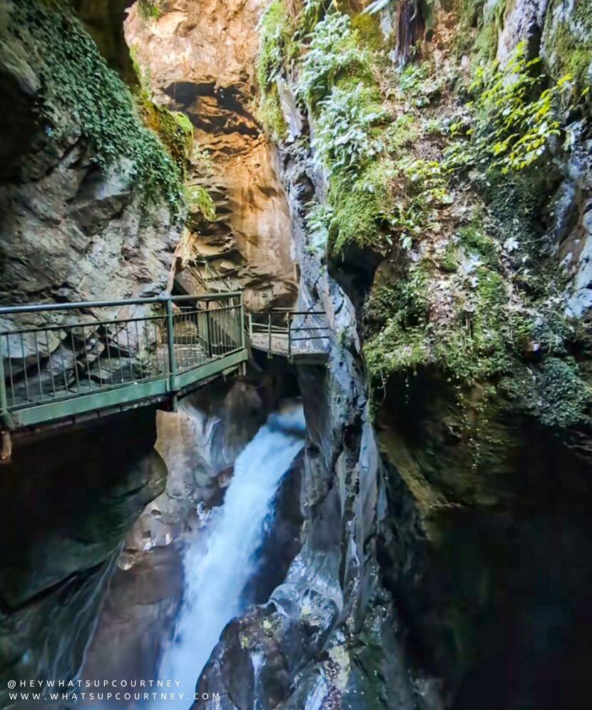 waterfall in a mountainous area at Orrido di Bellano in Lake Como