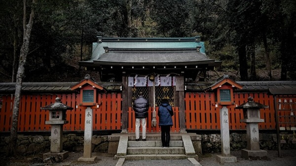 Kyoto Temple in Japan people praying