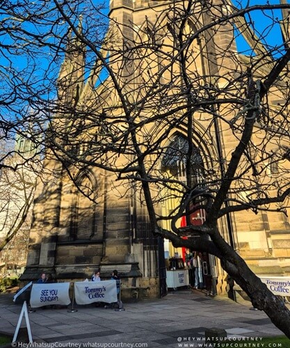 outside seating area of Tommys Coffee in Newcastle Upon Tyne