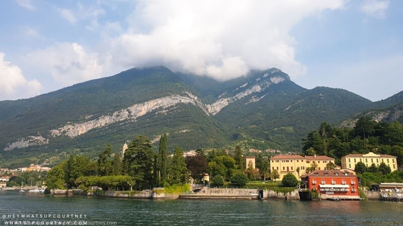 View of Como City from ferry on lake como italy