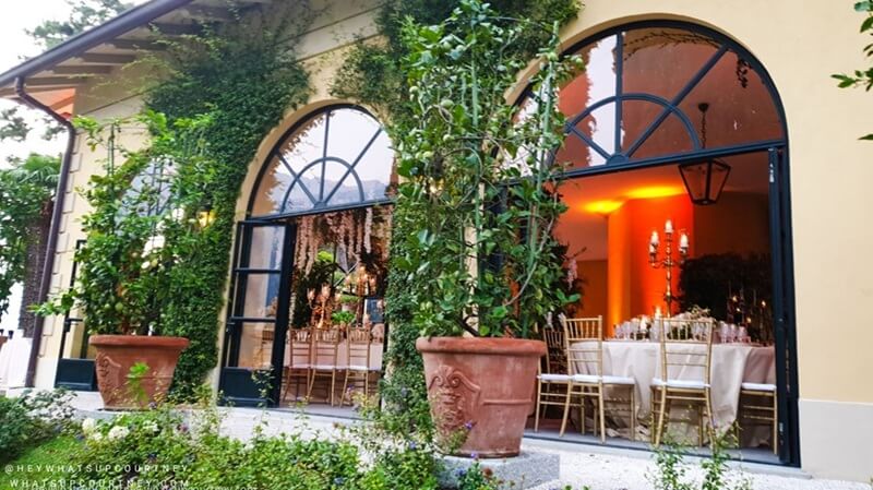 The wedding reception area at Villa del Balbianello in Lake Como