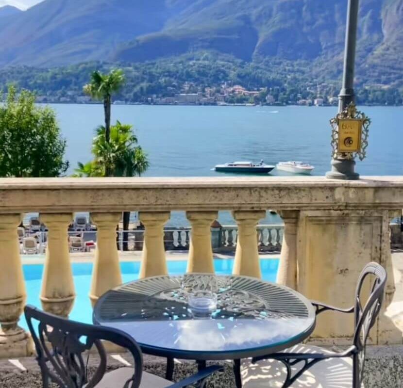 Table for two with a view of the pool, Lake Como as part of where to stay in Bellagio Lake Como