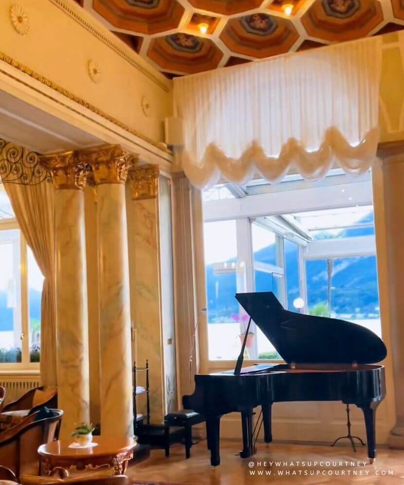 Grand piano inside Grand hotel Villa Serbelloni in Bellagio Lake Como