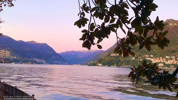 Sunset view of Lake como in Nesso