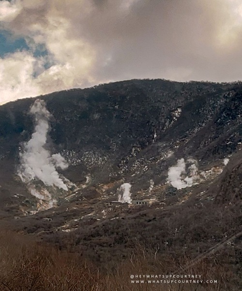 Sulphur and smoke from Owakudani in Hakone Japan