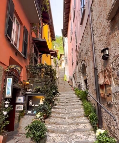 famous stairs in Varenna Lake como