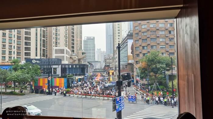 view from starbucks roastery shanghai