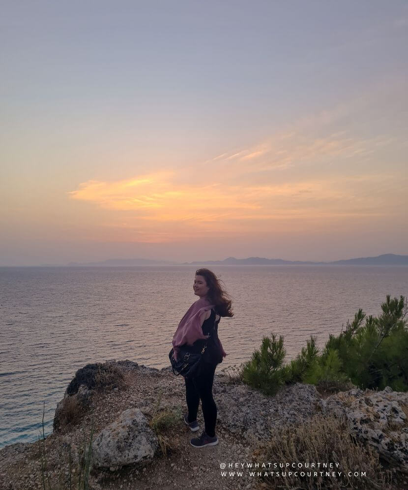 Is Rhodes worth it, this is a Sunset view of the aegean sea at a viewpoint by acropolis of Rhodes.