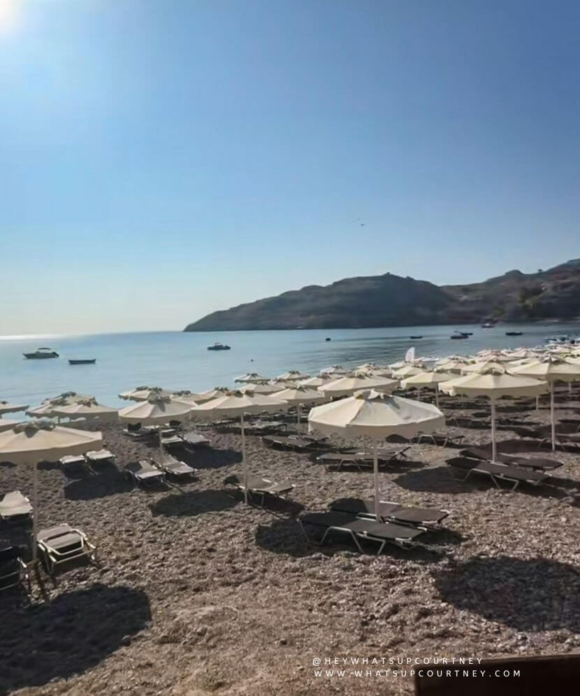 Lindos Grand Resort Spa beach side and sunbeds