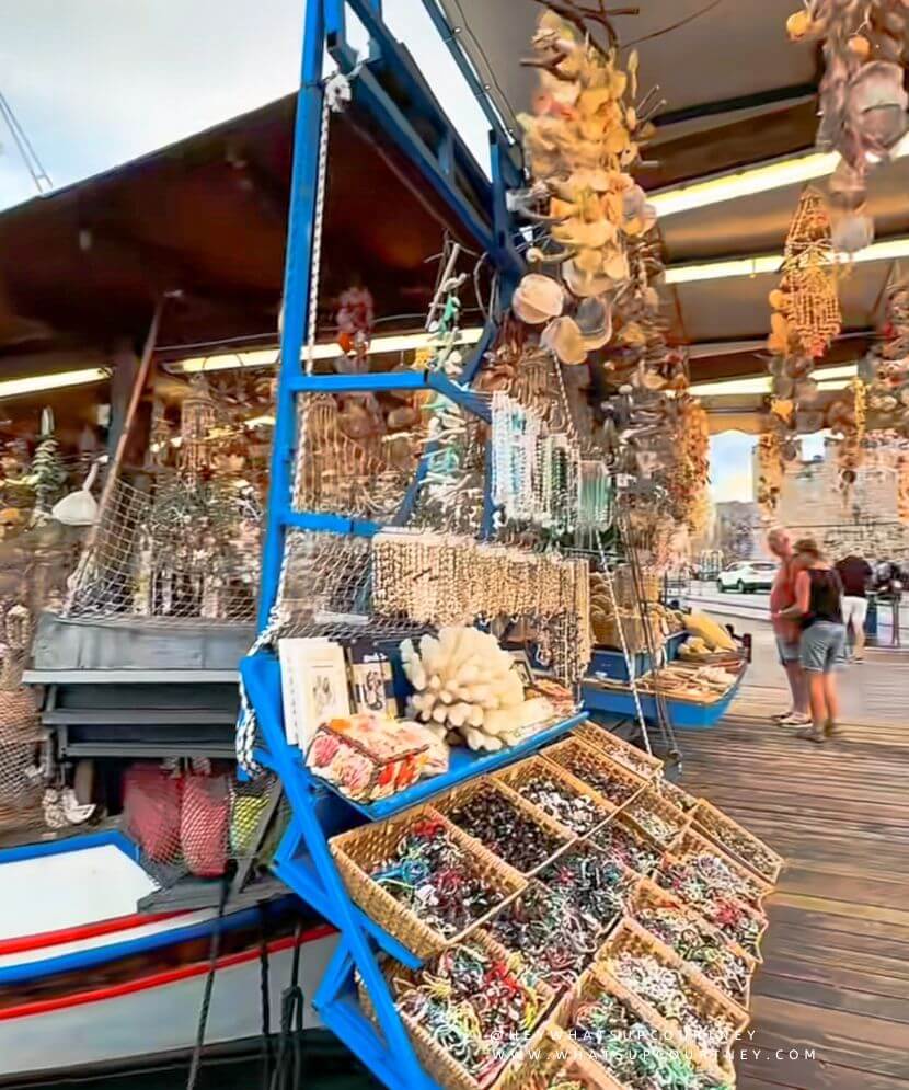 a viral boat selling seashells in rhodes old town