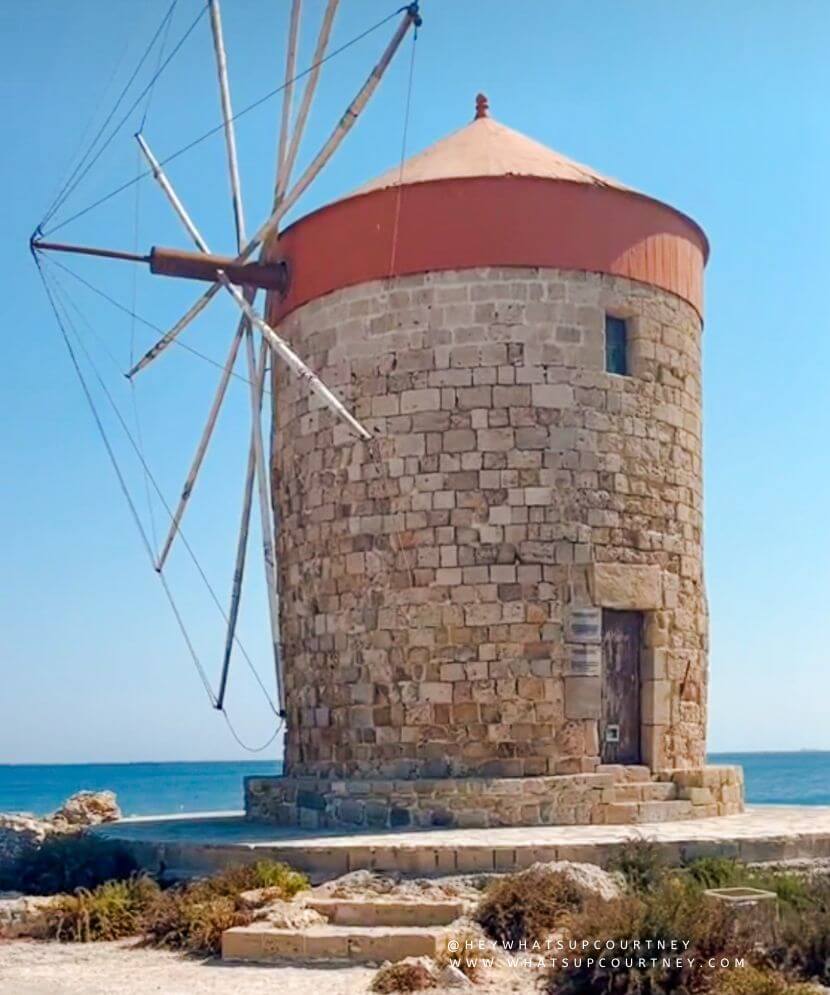 one of the windmills of Mandraki in Rhodes Greece