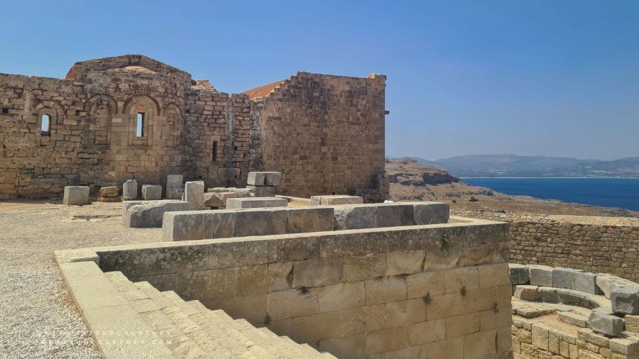 Acropolis Lindos Rhodes stairs and part of the temple