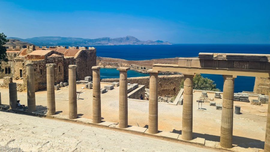 Lindos acropolis columns in rhodes part of the things to do in lindos rhodes