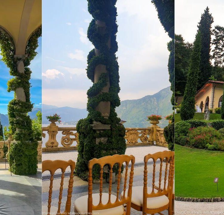 wedding at Villa del Balbianello in Lake Como, the 3 arches loggia and seating arrangements for the wedding and vow ceremony