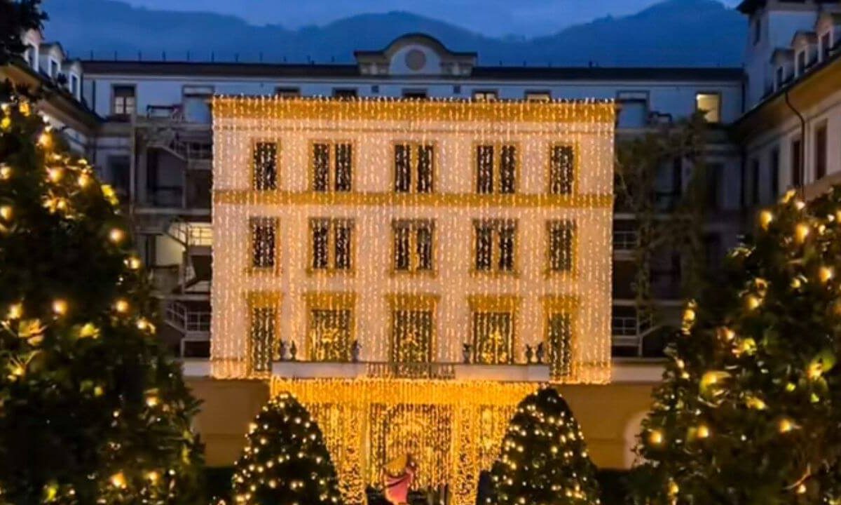 winter lights at a villa in Lake Como during christmas and off season in lake como italy