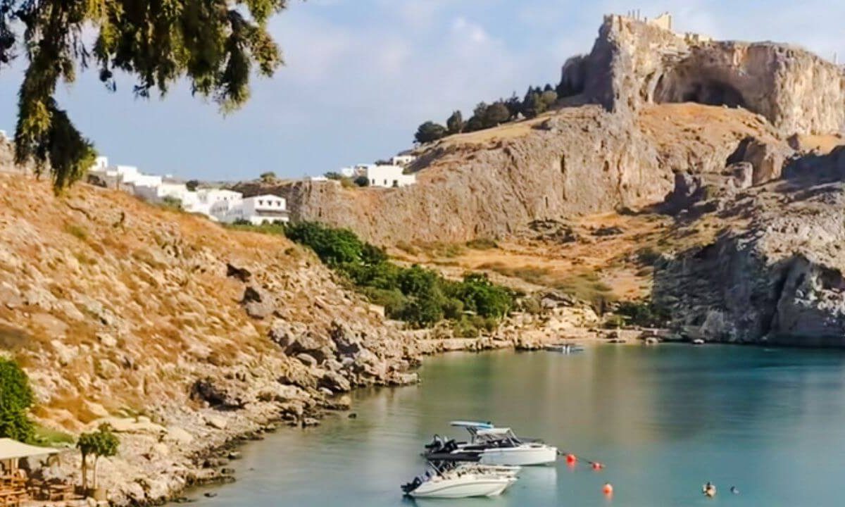 acropolis lindos and st pauls bay rodos greece