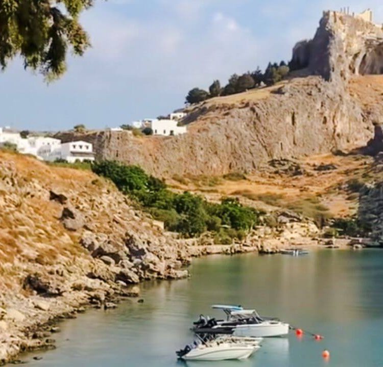 acropolis lindos and st pauls bay rodos greece