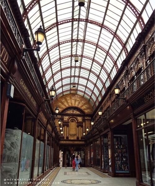 inside of central arcade and the glass ceiling at newcastle city centre