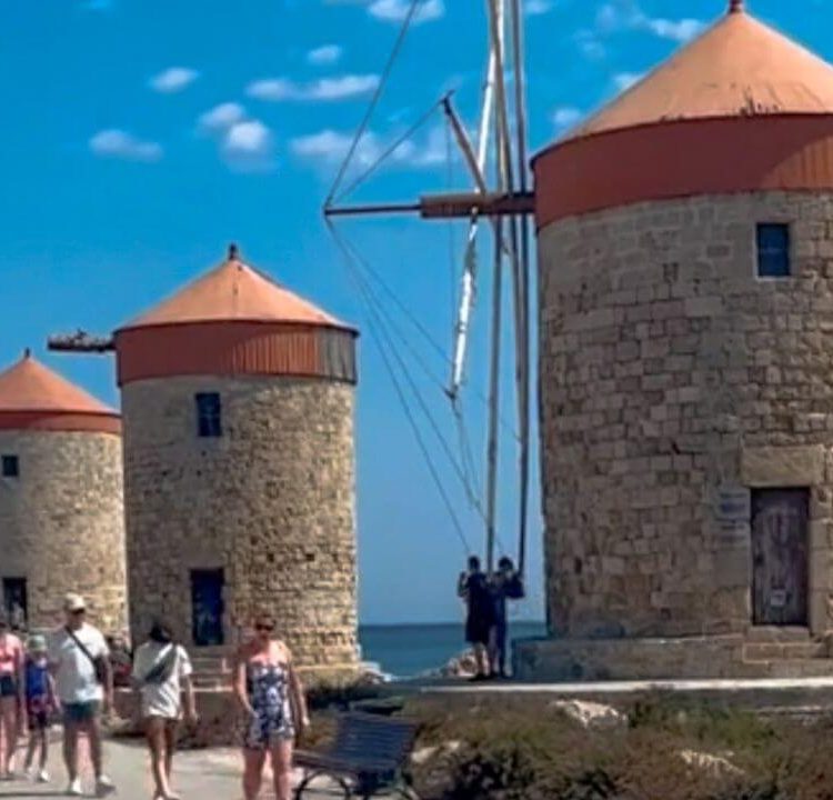 Rhodes Old Town free walking tour, windmills are part of the route and more