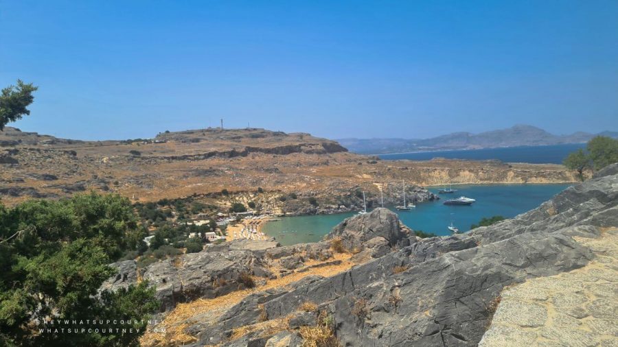st pauls bay view from lindos from above in rhodes
