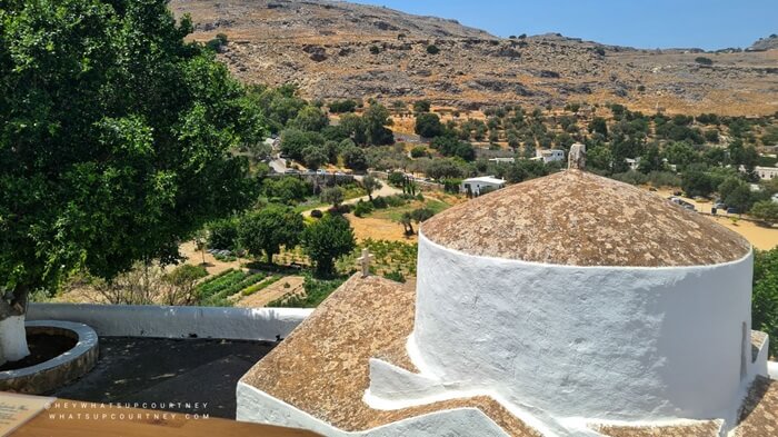 view of lindos village and greenery